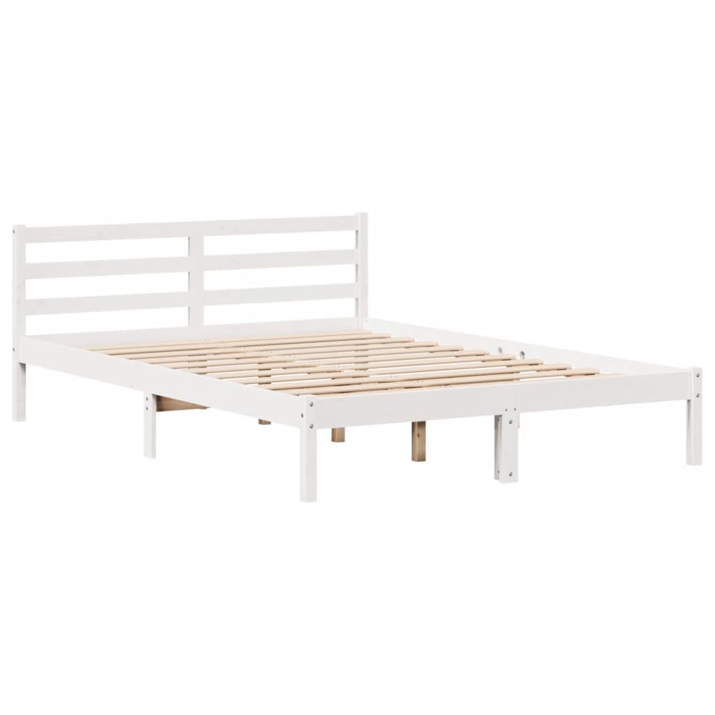 Bed Met Boekenkast Zonder Matras Grenenhout 120 x 200 cm Wit