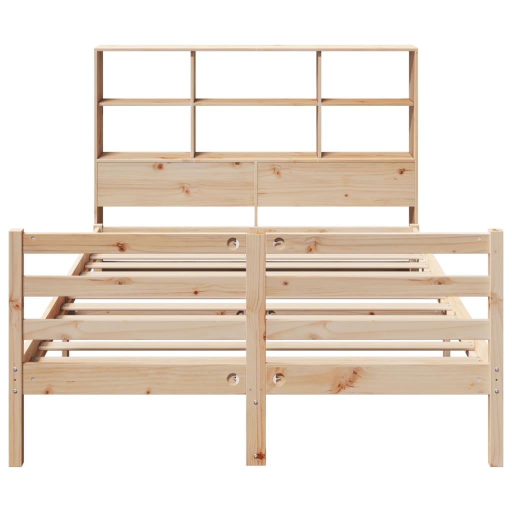 Bed met boekenkast zonder matras massief grenenhout 140x200 cm