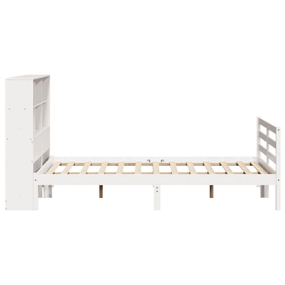 Bed met boekenkast zonder matras grenenhout wit 140x200 cm