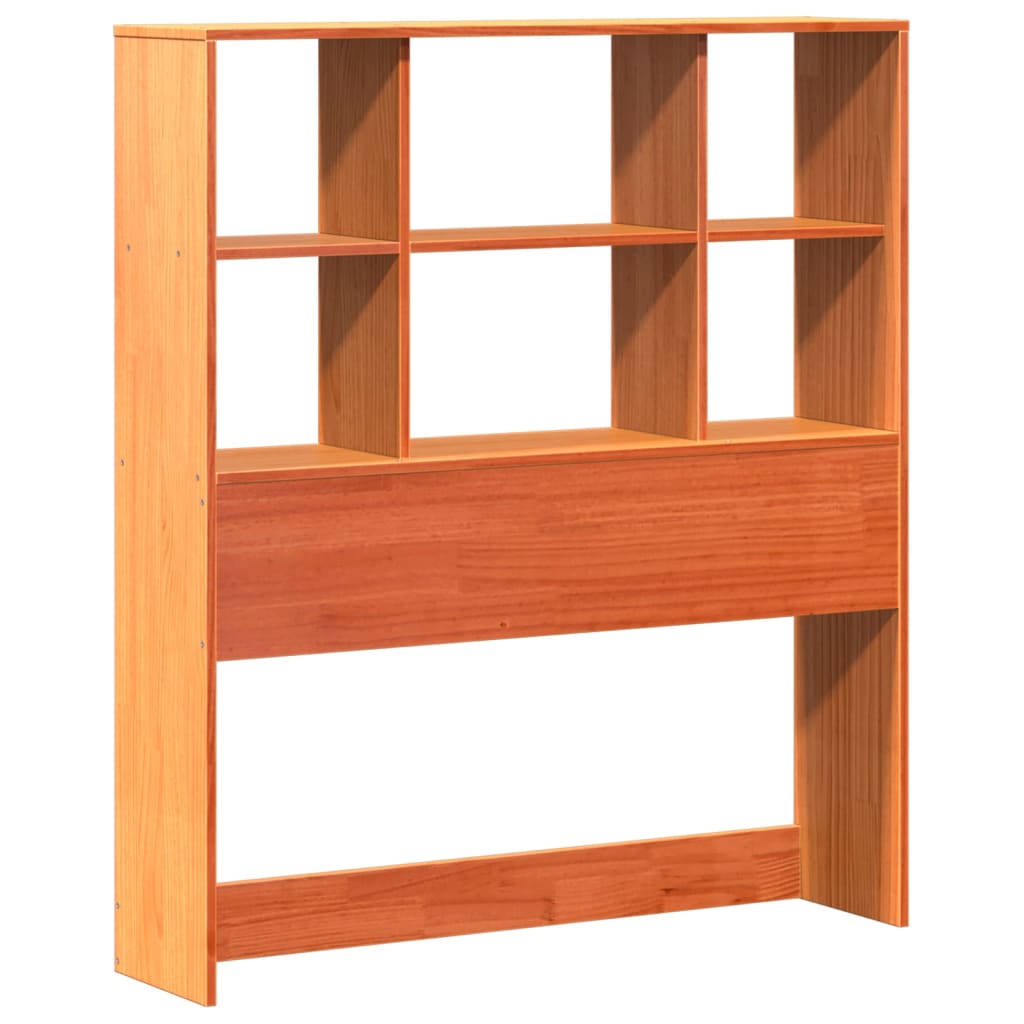 Bed met boekenkast zonder matras massief hout wasbruin 75x190cm