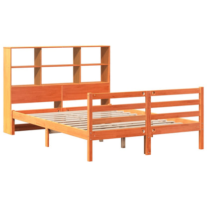 Bed met boekenkast zonder matras hout wasbruin 120x190 cm