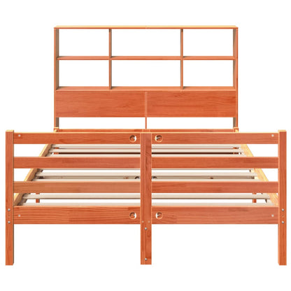 Bed met boekenkast zonder matras hout wasbruin 120x200 cm