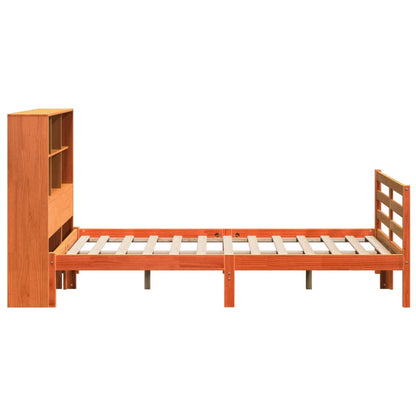 Bed met boekenkast zonder matras hout wasbruin 120x200 cm