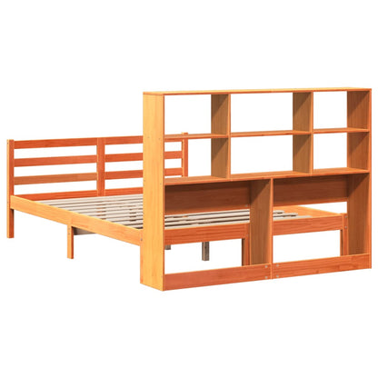 Bed met boekenkast zonder matras hout wasbruin 120x200 cm