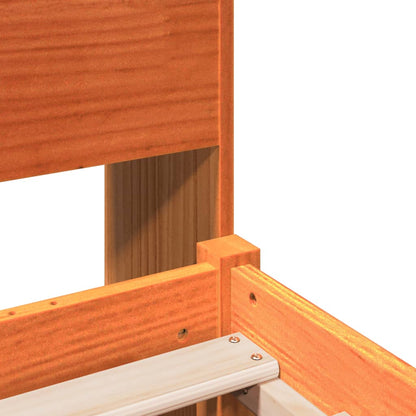 Bed met boekenkast zonder matras hout wasbruin 120x200 cm