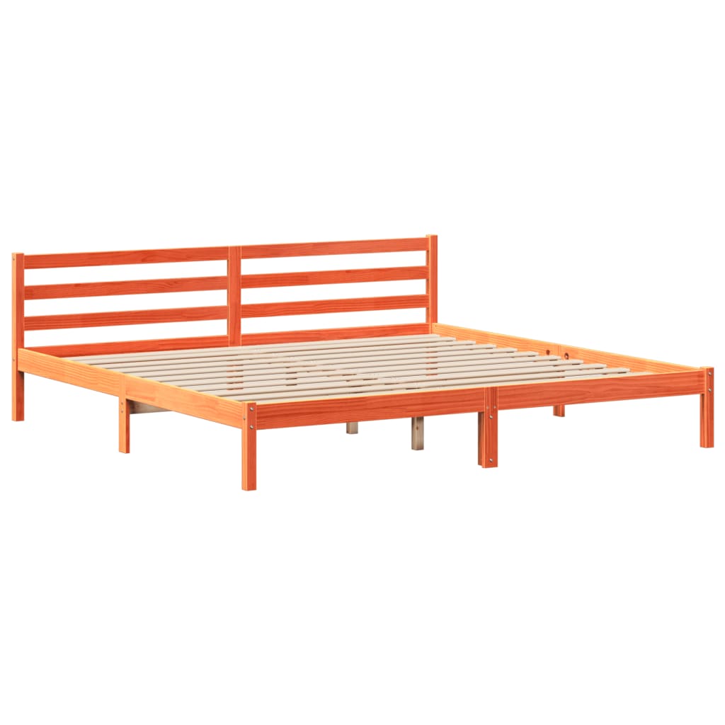 Bed met boekenkast zonder matras hout wasbruin 200x200 cm