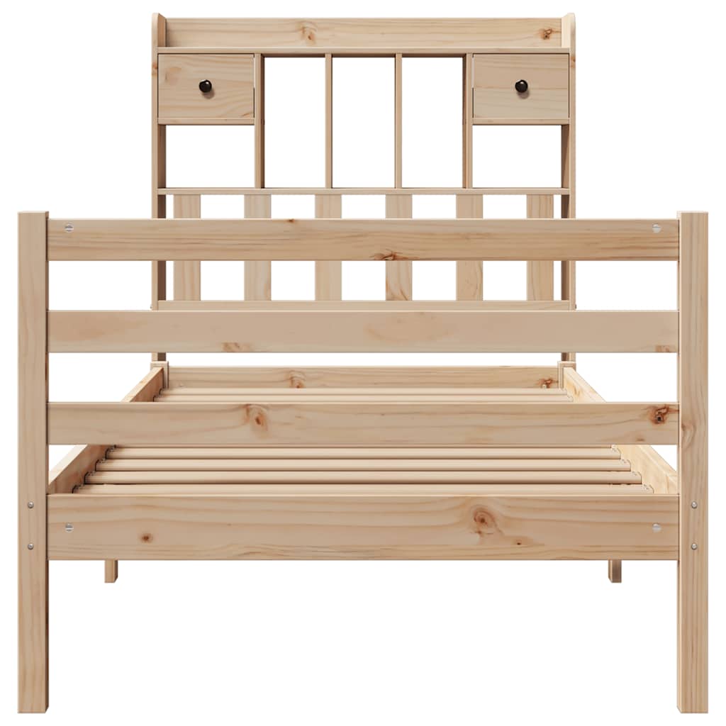 Bed met boekenkast zonder matras massief grenenhout 75x190 cm