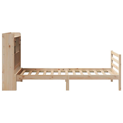 Bed met boekenkast zonder matras massief grenenhout 75x190 cm