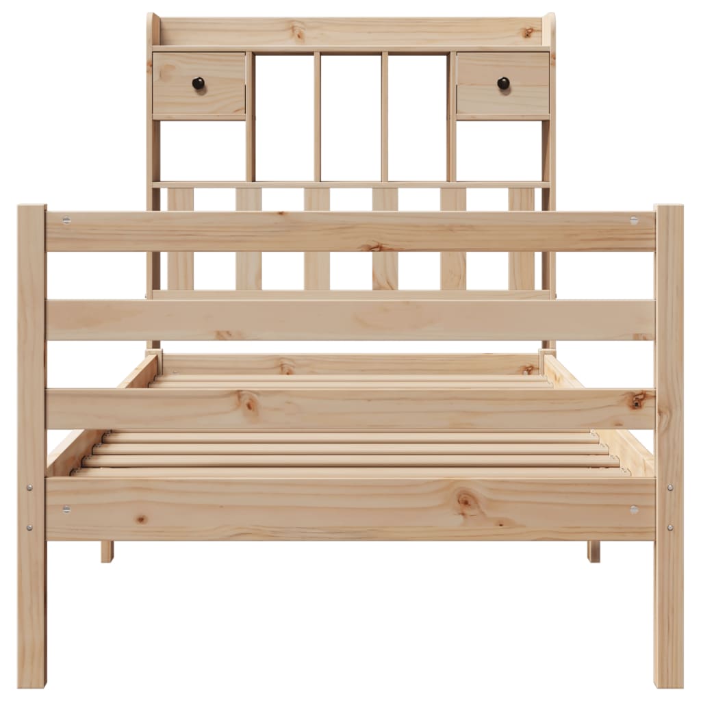 Bed met boekenkast zonder matras massief grenenhout 90x190 cm