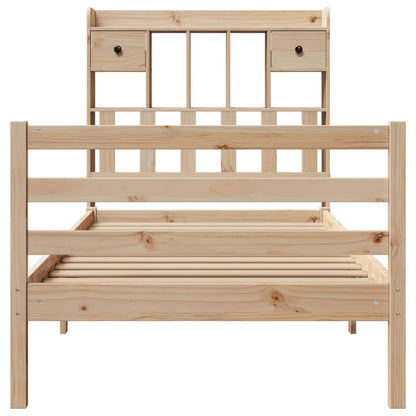 Bed met boekenkast zonder matras massief grenenhout 90x190 cm