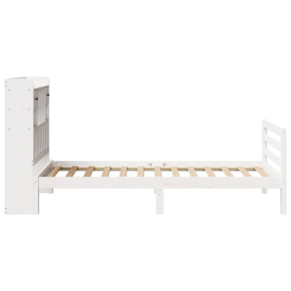 Bed met boekenkast zonder matras grenenhout wit 90x190 cm