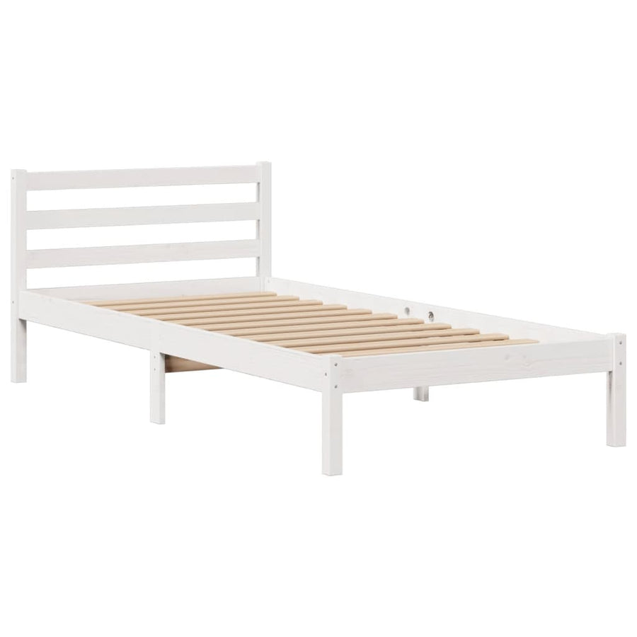Bed met boekenkast zonder matras grenenhout wit 90x190 cm