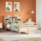 Bed met boekenkast zonder matras massief grenenhout 120x190 cm