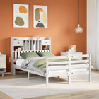 Bed met boekenkast zonder matras grenenhout wit 120x190 cm