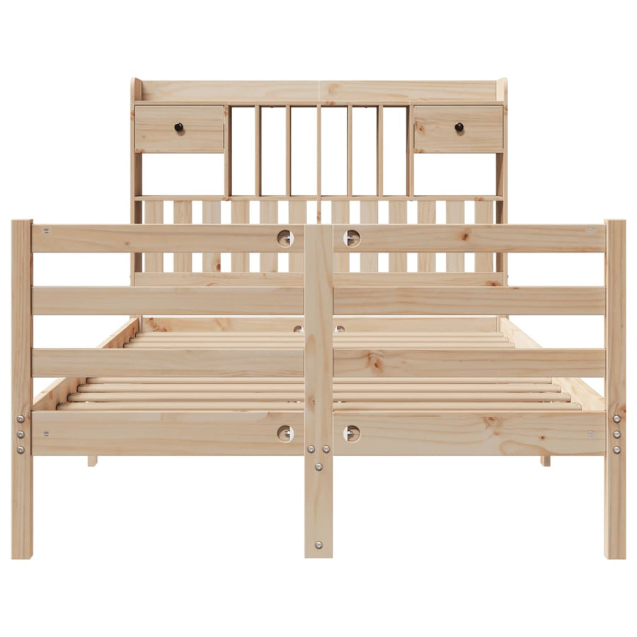 Bed met boekenkast zonder matras massief grenenhout 135x190 cm