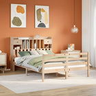 Bed met boekenkast zonder matras massief grenenhout 140x190 cm