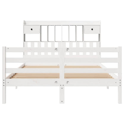 Bed met boekenkast zonder matras grenenhout wit 140x190 cm