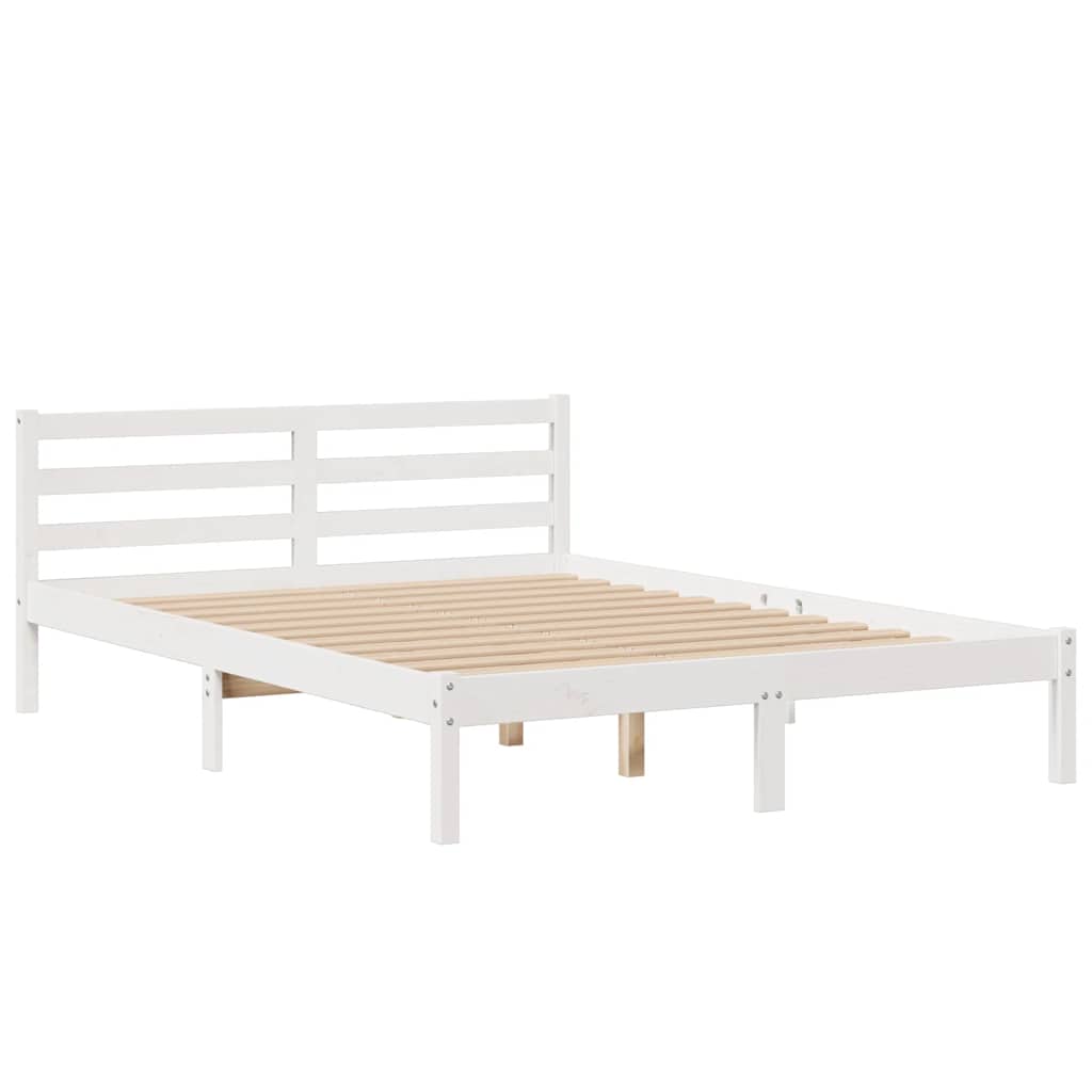 Bed met boekenkast zonder matras grenenhout wit 140x190 cm