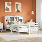 Bed met boekenkast zonder matras grenenhout wit 140x190 cm