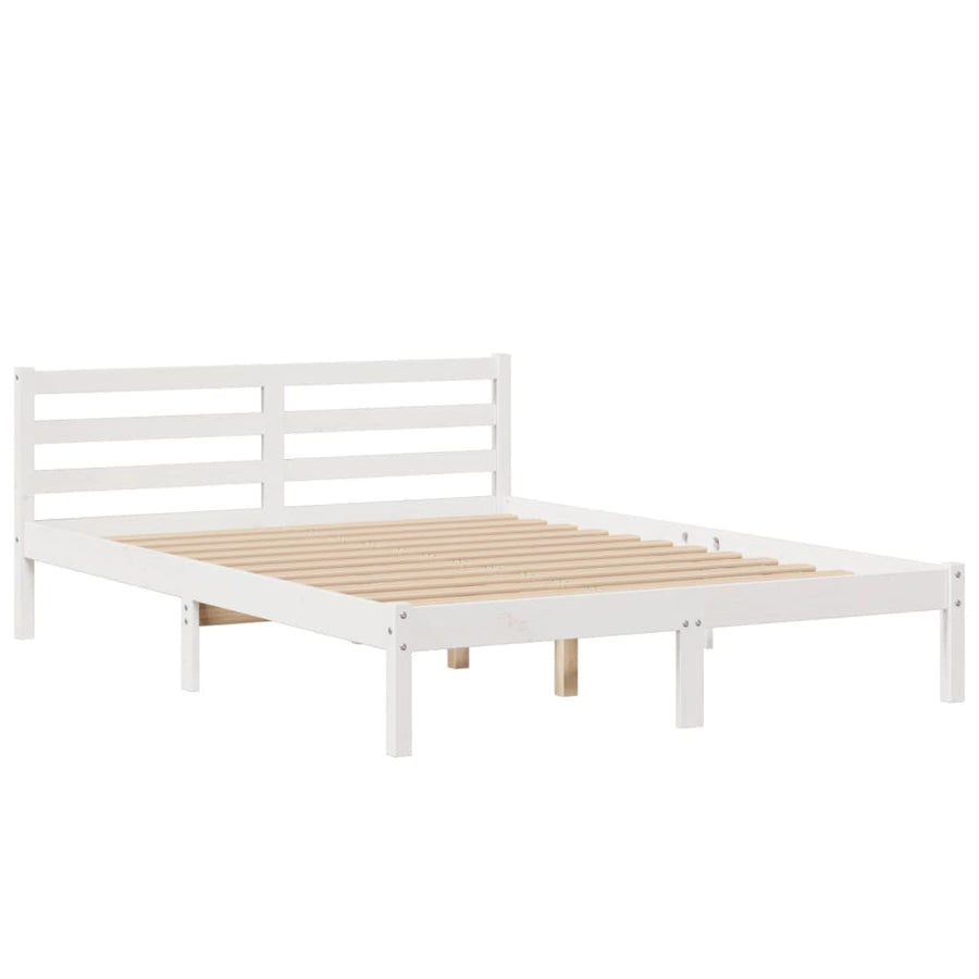 Bed met boekenkast zonder matras grenenhout wit 150x200 cm