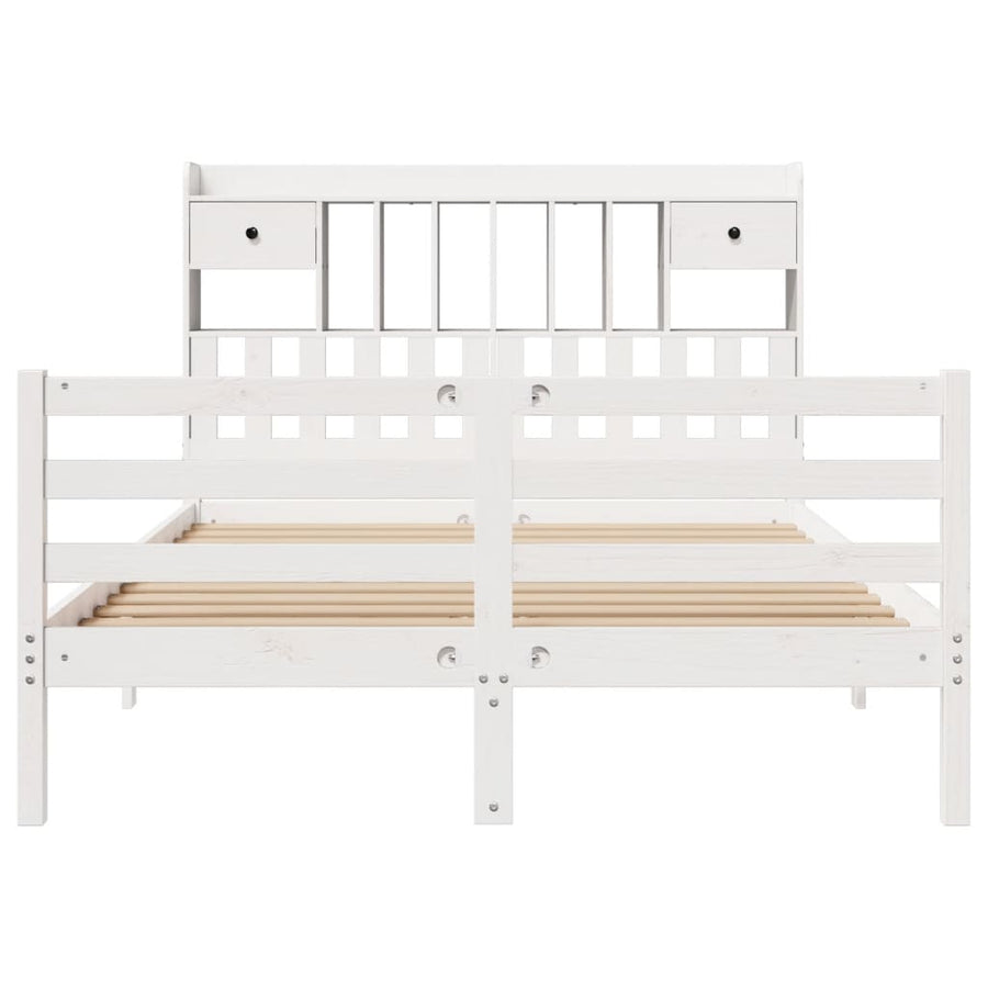 Bed met boekenkast zonder matras grenenhout wit 160x200 cm