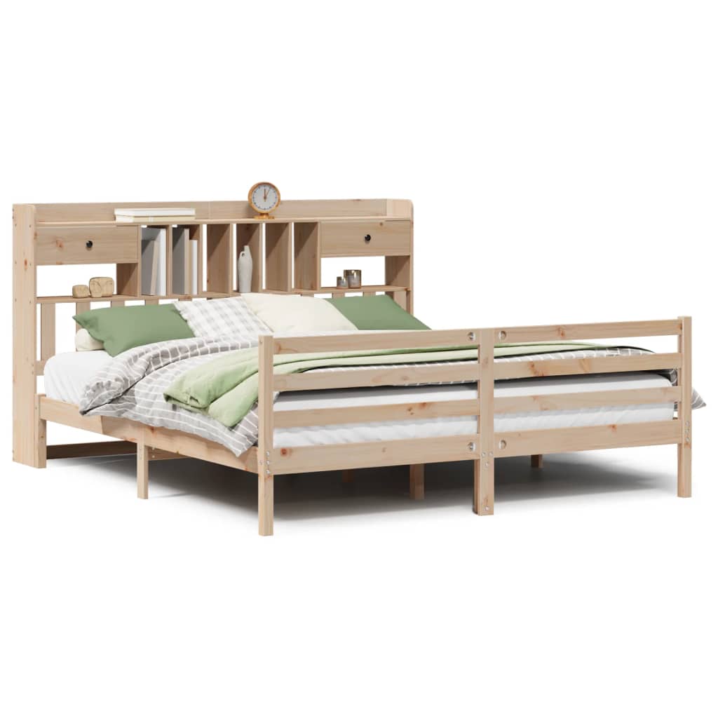 Bed met boekenkast zonder matras massief grenenhout 180x200 cm