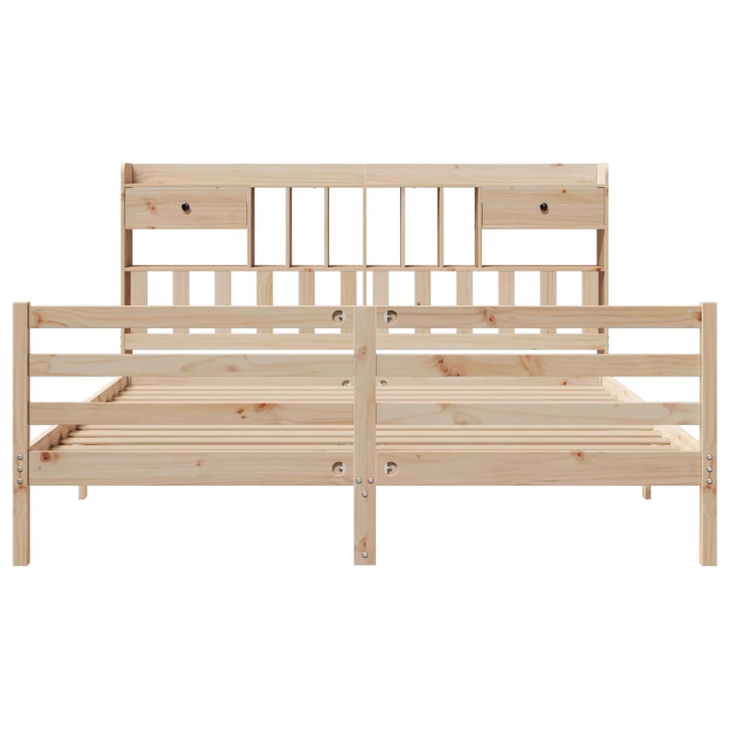 Bed met boekenkast zonder matras massief grenenhout 180x200 cm