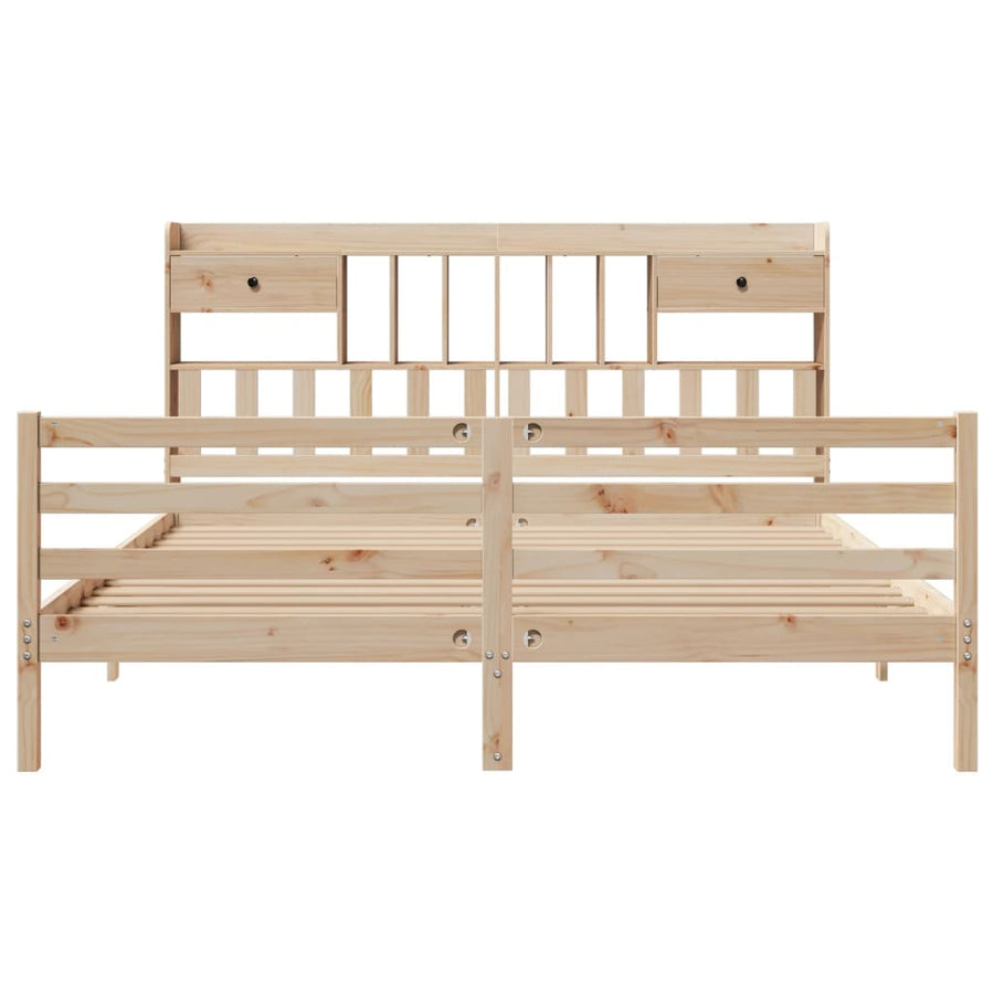 Bed met boekenkast zonder matras massief grenenhout 180x200 cm