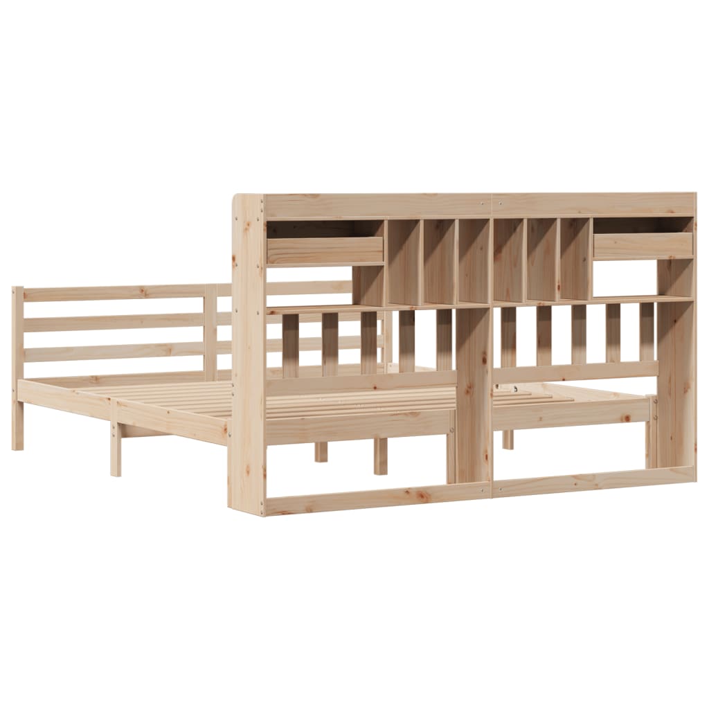 Bed met boekenkast zonder matras massief grenenhout 180x200 cm