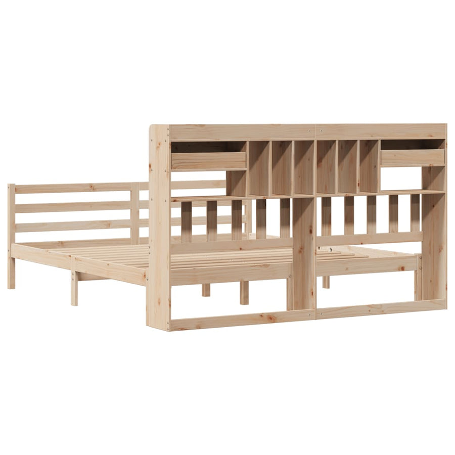 Bed met boekenkast zonder matras massief grenenhout 180x200 cm