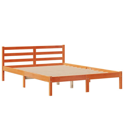 Bed met boekenkast zonder matras grenenhout wasbruin 160x200 cm