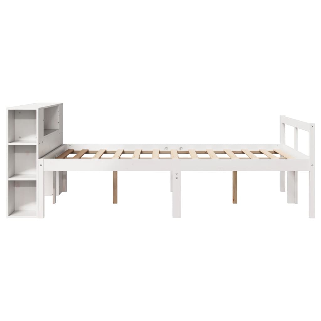 Bed Met Boekenkast Zonder Matras Grenenhout 120 x 190 cm Wit