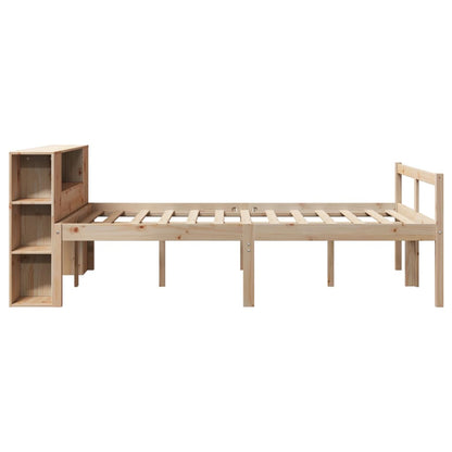 Bed met boekenkast zonder matras massief grenenhout 135x190 cm