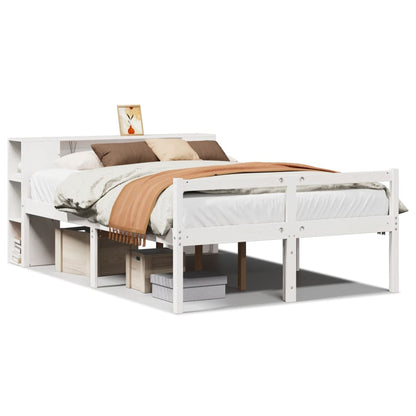 Bed met boekenkast zonder matras grenenhout wit 120x200 cm