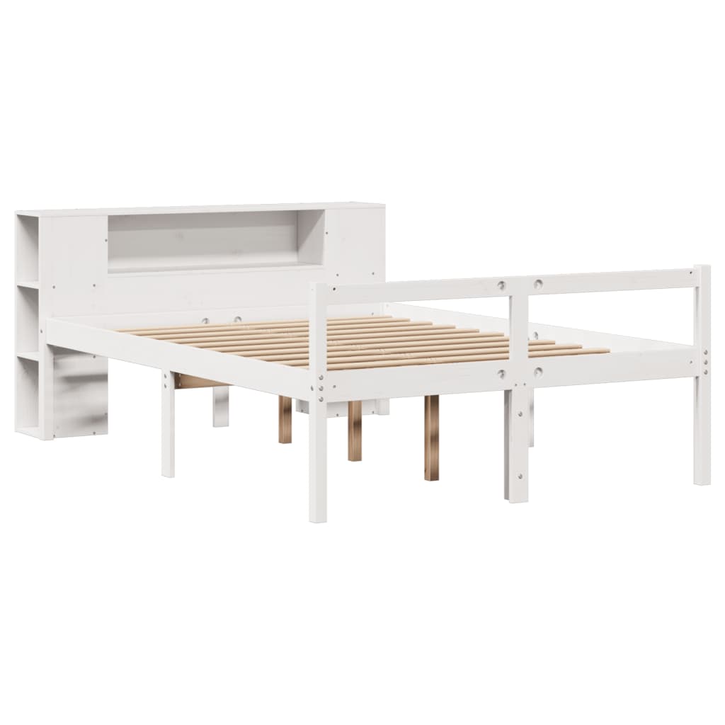Bed met boekenkast zonder matras grenenhout wit 120x200 cm