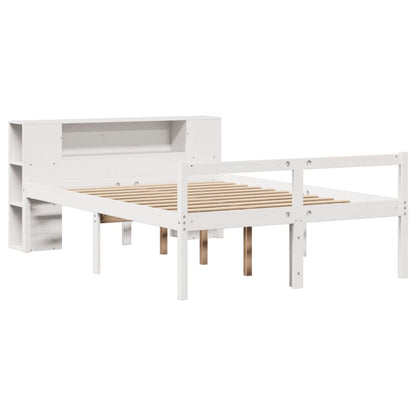 Bed met boekenkast zonder matras grenenhout wit 120x200 cm