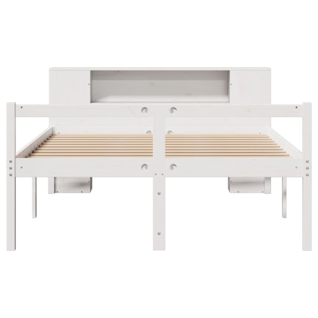Bed met boekenkast zonder matras grenenhout wit 120x200 cm