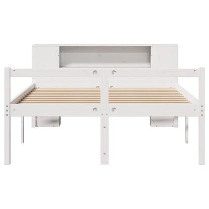 Bed met boekenkast zonder matras grenenhout wit 120x200 cm