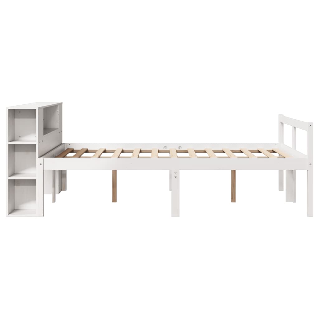 Bed met boekenkast zonder matras grenenhout wit 120x200 cm
