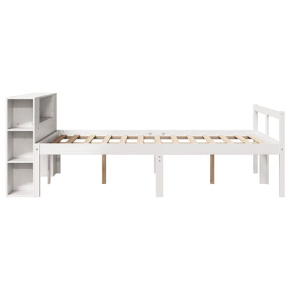 Bed met boekenkast zonder matras grenenhout wit 120x200 cm