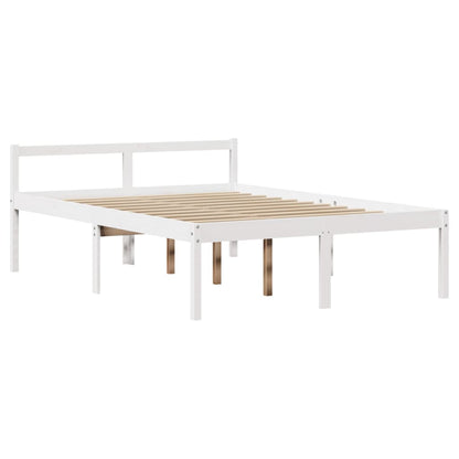 Bed met boekenkast zonder matras grenenhout wit 120x200 cm