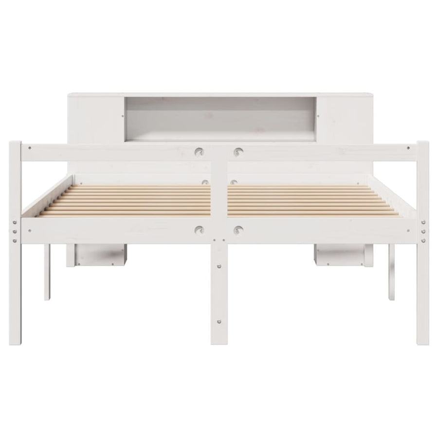 Bed met boekenkast zonder matras grenenhout wit 150x200 cm