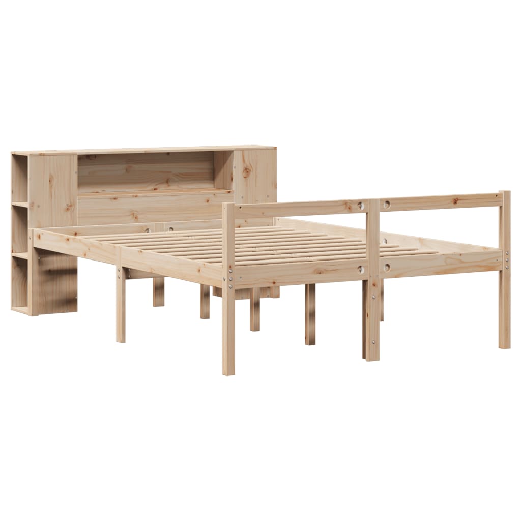 Bed met boekenkast zonder matras massief grenenhout 160x200 cm