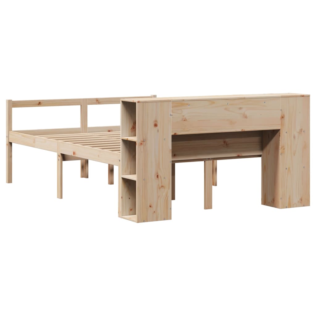 Bed met boekenkast zonder matras massief grenenhout 160x200 cm