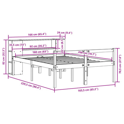 Bed met boekenkast zonder matras grenenhout wit 160x200 cm