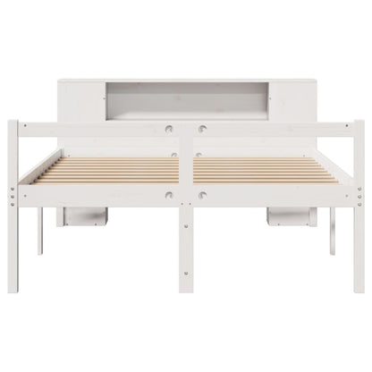 Bed met boekenkast zonder matras grenenhout wit 160x200 cm