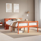 Bed met boekenkast zonder matras hout wasbruin 120x190 cm