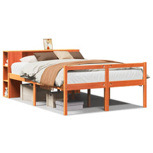Bed met boekenkast zonder matras hout wasbruin 140x190 cm