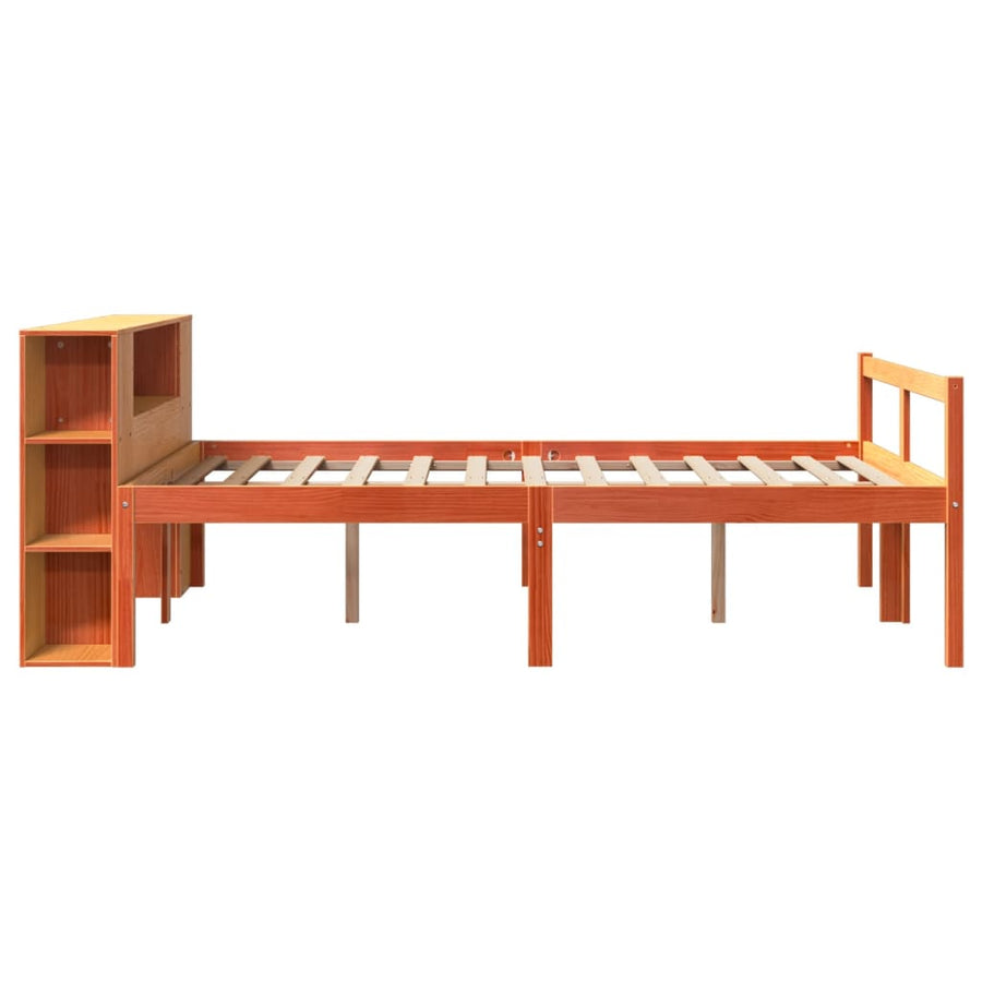 Bed met boekenkast zonder matras hout wasbruin 140x200 cm