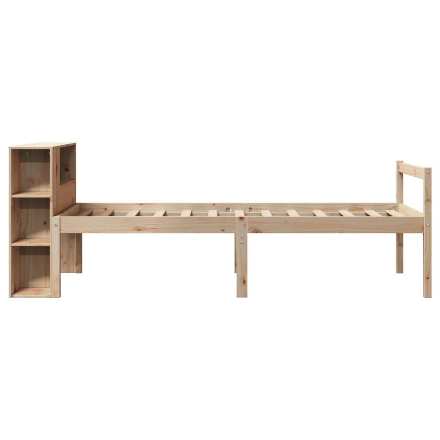 Bed Met Boekenkast Zonder Matras Massief Grenenhout Naturel